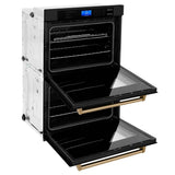 30'' Autograph Edition Double Wall Oven with Self Clean and True Conection in Black Stainless Steel and Champagne Bronze