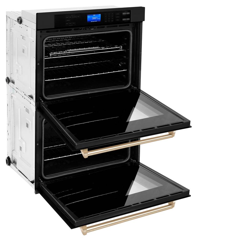 30'' Autograph Edition Double Wall Oven with Self Clean and True Conection in Black Stainless Steel and Champagne Bronze