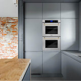 30'' Autograph Edition Double Wall Oven with Self Clean and True Conection in DuraSnow Stainless Steel and Champagne Bronze