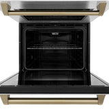 30'' Autograph Edition Double Wall Oven with Self Clean and True Conection in DuraSnow Stainless Steel and Champagne Bronze
