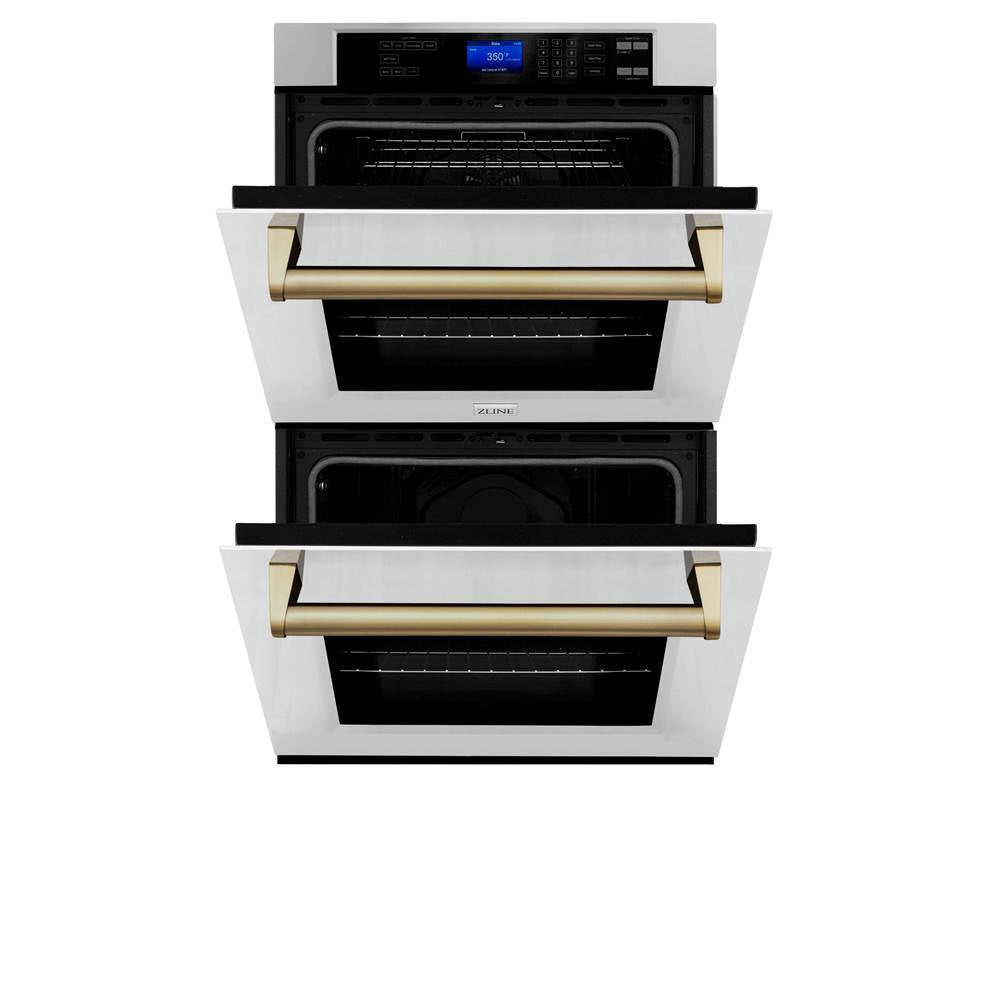 30'' Autograph Edition Double Wall Oven with Self Clean and True Conection in Stainless Steel and Champagne Bronze