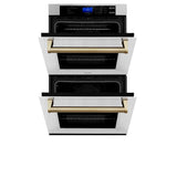 30'' Autograph Edition Double Wall Oven with Self Clean and True Conection in Stainless Steel and Champagne Bronze
