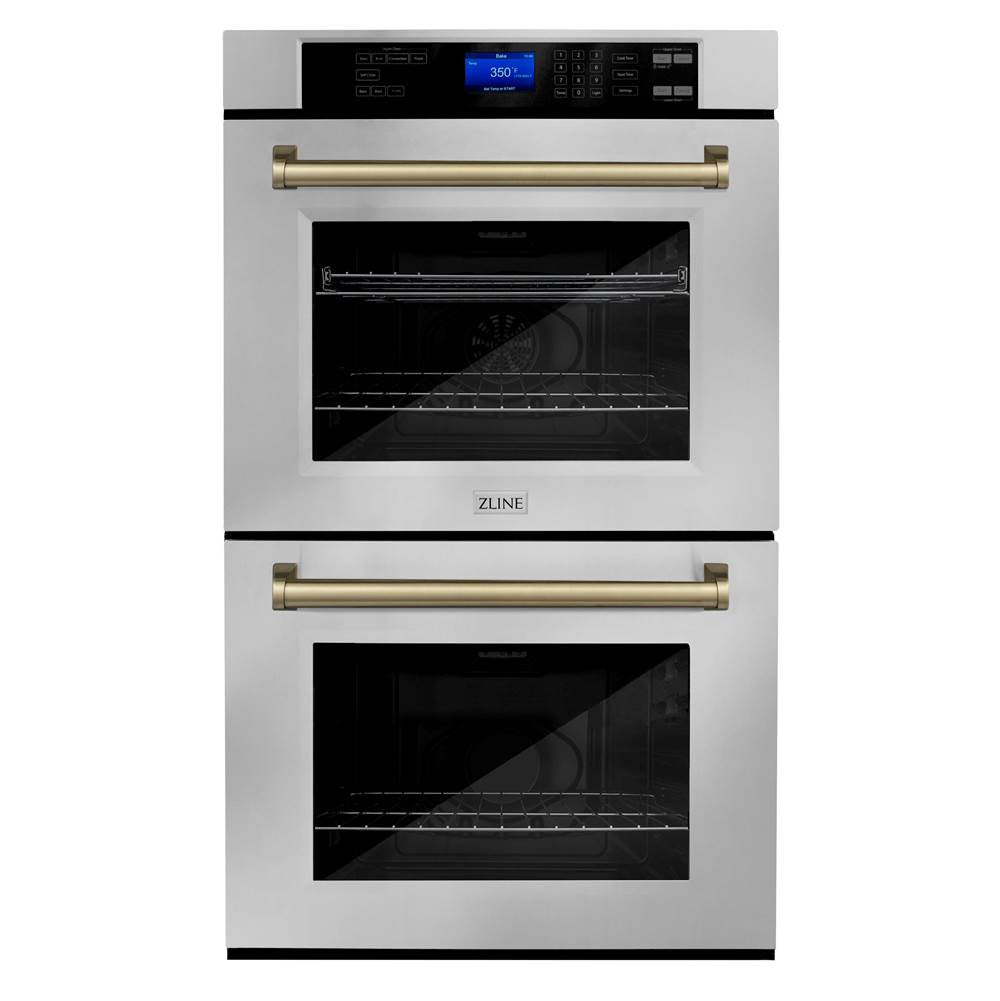 Z-Line - 30'' Autograph Edition Double Wall Oven with Self Clean and True Conection in Stainless Steel and Champagne Bronze - Champagne Bronze