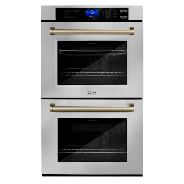 Z-Line - 30'' Autograph Edition Double Wall Oven with Self Clean and True Conection in Stainless Steel and Champagne Bronze - Champagne Bronze