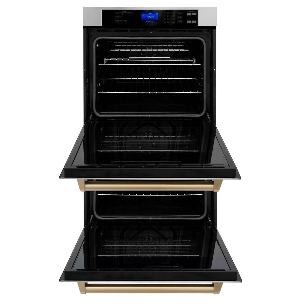 30'' Autograph Edition Double Wall Oven with Self Clean and True Conection in Stainless Steel and Champagne Bronze