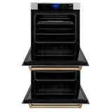 30'' Autograph Edition Double Wall Oven with Self Clean and True Conection in Stainless Steel and Champagne Bronze
