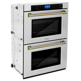 30'' Autograph Edition Double Wall Oven with Self Clean and True Conection in Stainless Steel and Champagne Bronze