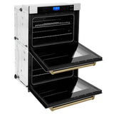 30'' Autograph Edition Double Wall Oven with Self Clean and True Conection in Stainless Steel and Champagne Bronze