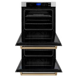 30'' Autograph Edition Double Wall Oven with Self Clean and True Conection in Stainless Steel and Champagne Bronze