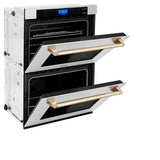 30'' Autograph Edition Double Wall Oven with Self Clean and True Conection in Stainless Steel and Champagne Bronze
