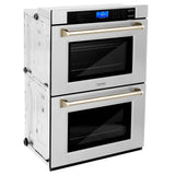 30'' Autograph Edition Double Wall Oven with Self Clean and True Conection in Stainless Steel and Champagne Bronze