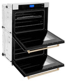 30'' Autograph Edition Double Wall Oven with Self Clean and True Conection in Stainless Steel and Champagne Bronze