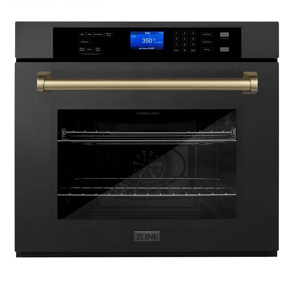 Z-Line - 30'' Autograph Edition Single Wall Oven with Self Clean and True Conection in Black Stainless Steel and Champagne Bronze - Champagne Bronze