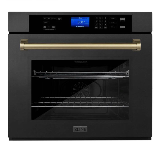 Z-Line - 30'' Autograph Edition Single Wall Oven with Self Clean and True Conection in Black Stainless Steel and Champagne Bronze - Champagne Bronze