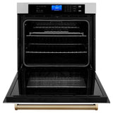 30'' Autograph Edition Single Wall Oven with Self Clean and True Conection in DuraSnow Stainless Steel and Champagne Bronze