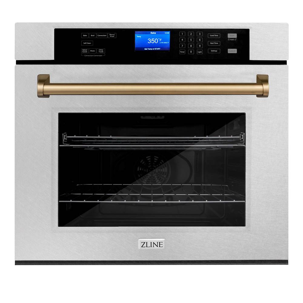 Z-Line - 30'' Autograph Edition Single Wall Oven with Self Clean and True Conection in DuraSnow Stainless Steel and Champagne Bronze - Champagne Bronze