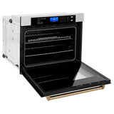 30'' Autograph Edition Single Wall Oven with Self Clean and True Conection in DuraSnow Stainless Steel and Champagne Bronze