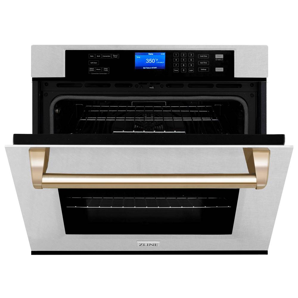 30'' Autograph Edition Single Wall Oven with Self Clean and True Conection in DuraSnow Stainless Steel and Champagne Bronze