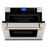30'' Autograph Edition Single Wall Oven with Self Clean and True Conection in DuraSnow Stainless Steel and Champagne Bronze