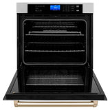 30'' Autograph Edition Single Wall Oven with Self Clean and True Conection in DuraSnow Stainless Steel and Champagne Bronze