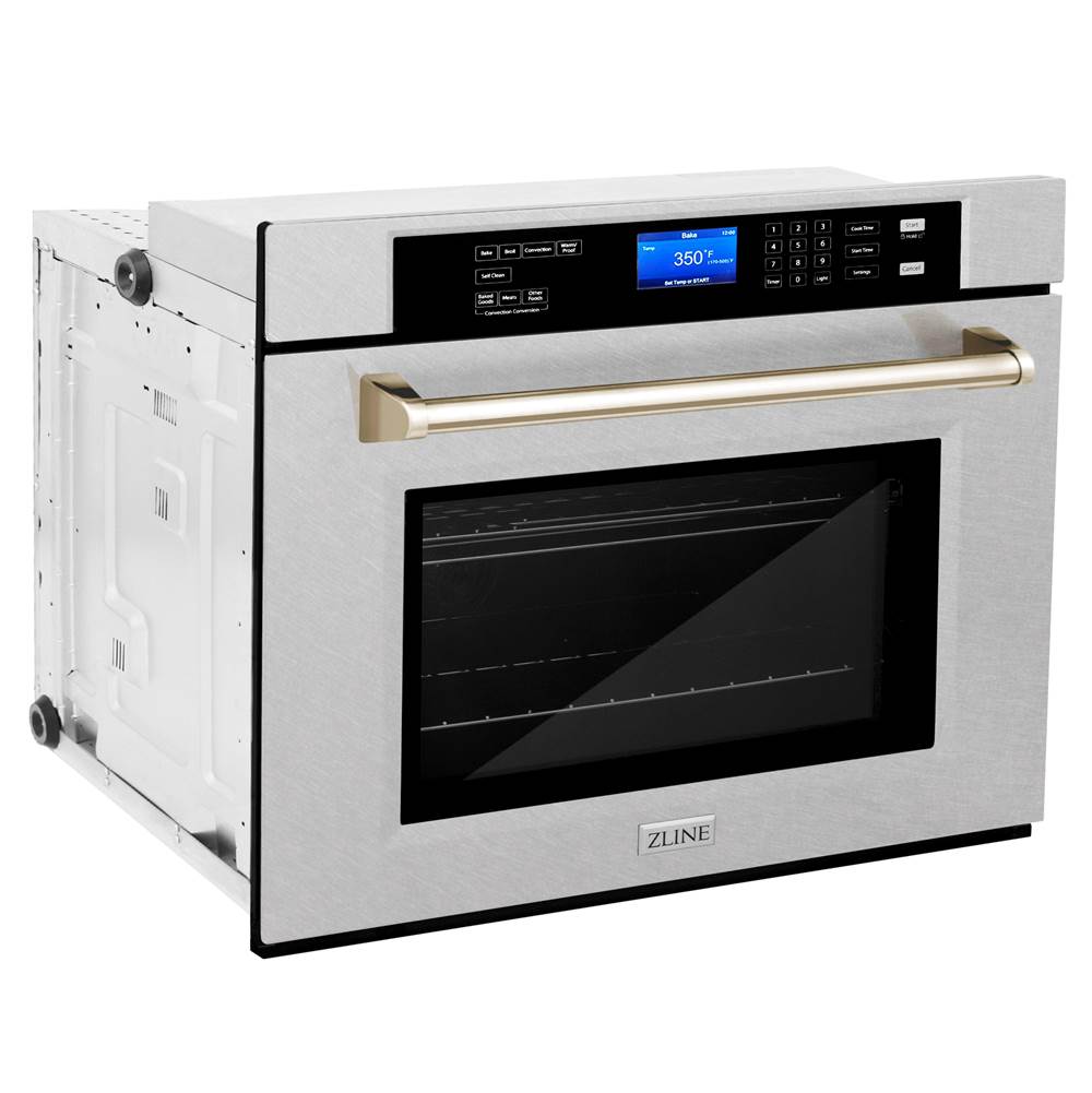 30'' Autograph Edition Single Wall Oven with Self Clean and True Conection in DuraSnow Stainless Steel and Champagne Bronze