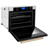 30'' Autograph Edition Single Wall Oven with Self Clean and True Conection in DuraSnow Stainless Steel and Champagne Bronze
