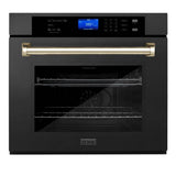 Z-Line - 30'' Autograph Edition Single Wall Oven with Self Clean and True Conection in Black Stainless Steel and Gold - Polished Gold