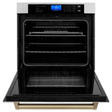 30'' Autograph Edition Single Wall Oven with Self Clean and True Conection in Stainless Steel and Champagne Bronze
