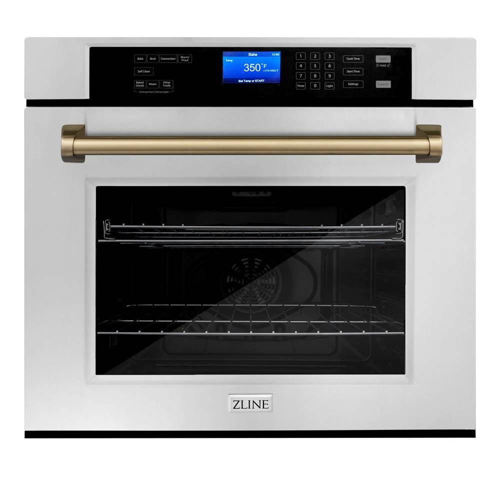 Z-Line - 30'' Autograph Edition Single Wall Oven with Self Clean and True Conection in Stainless Steel and Champagne Bronze - Champagne Bronze