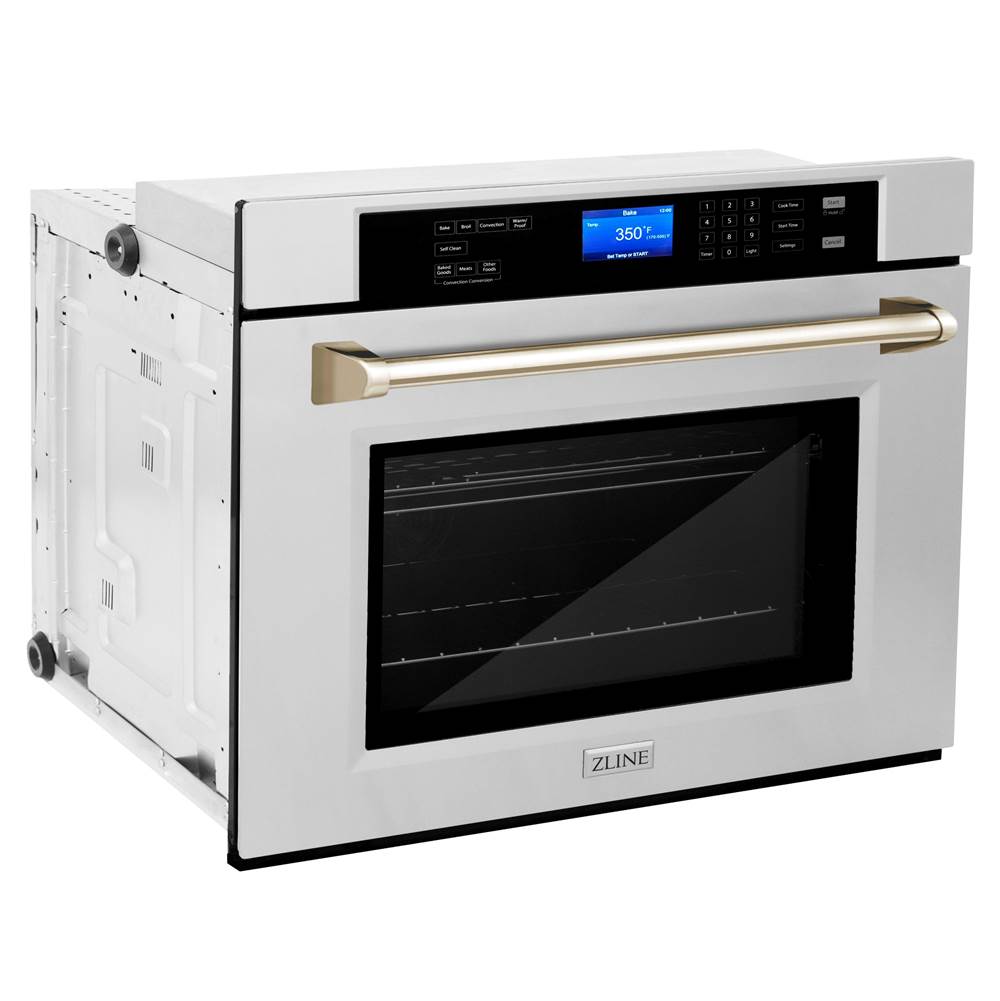 30'' Autograph Edition Single Wall Oven with Self Clean and True Conection in Stainless Steel and Champagne Bronze