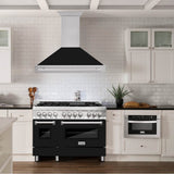 48'' Stainless Steel Range Hood with Black Matte Shell and Stainless Steel Handle