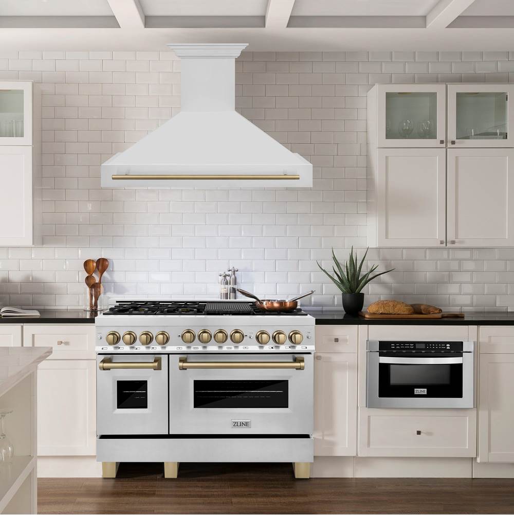 48''  Autograph Edition Stainless Steel Range Hood with Stainless Steel Shell and Champagne Bronze Handle