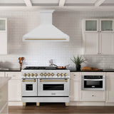 48''  Autograph Edition Stainless Steel Range Hood with Stainless Steel Shell and Champagne Bronze Handle