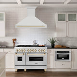48''  Autograph Edition Stainless Steel Range Hood with Stainless Steel Shell and Champagne Bronze Handle