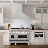 48'' Autograph Edition DuraSnow Stainless Steel Range Hood with DuraSnow Stainless Steel Shell and Champagne Bronze Handle