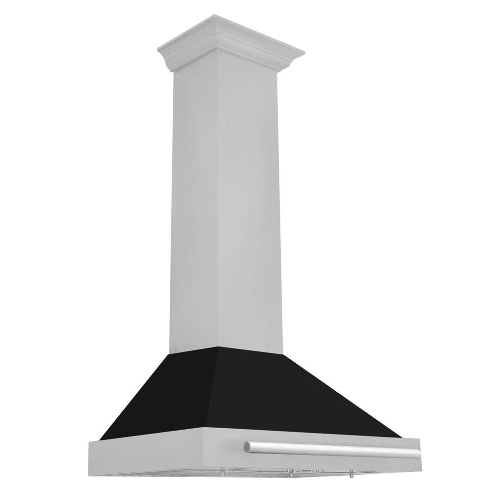 Z-Line - 30'' DuraSnow Stainless Steel Range Hood with Black Matte Shell and Stainless Steel Handle - Stainless Steel