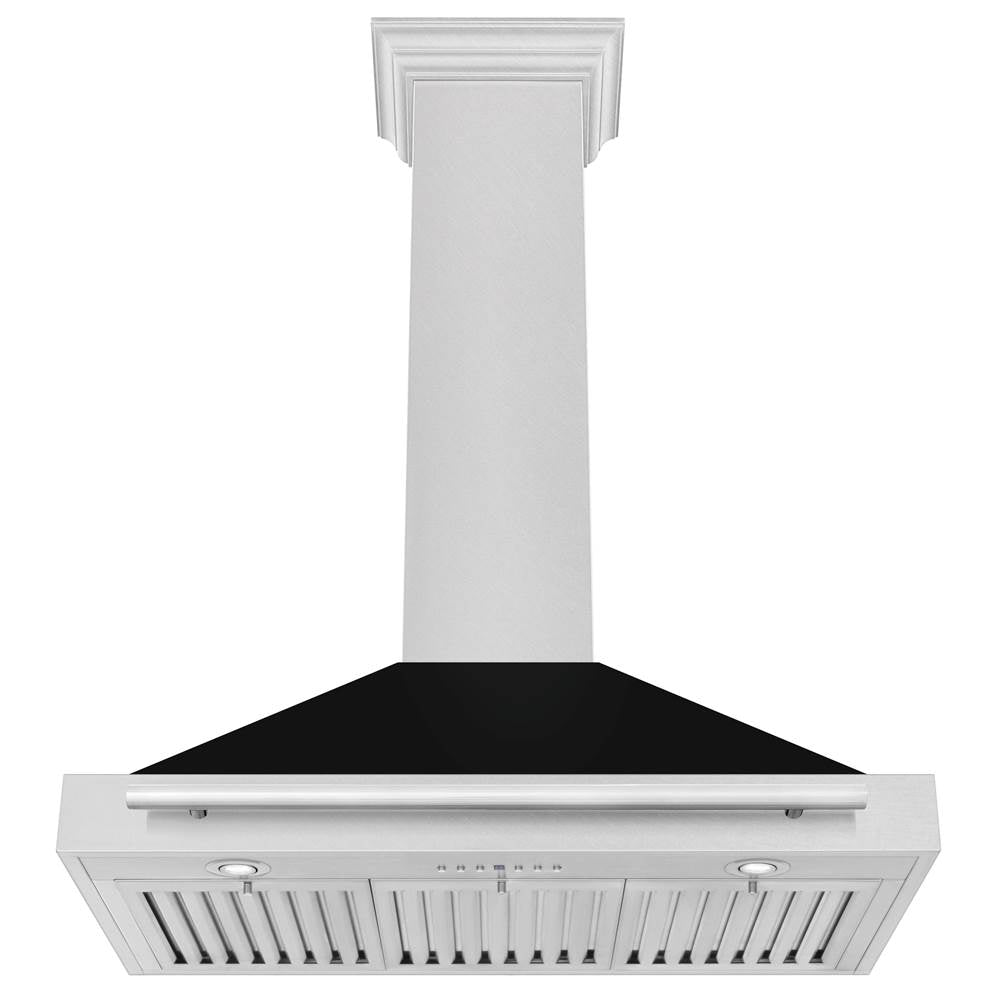 36'' DuraSnow Stainless Steel Range Hood with Black Matte Shell and Stainless Steel Handle