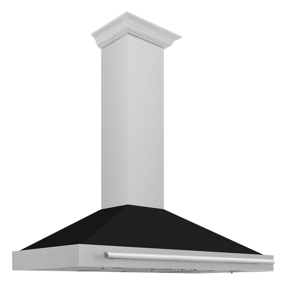 Z-Line - 48'' DuraSnow Stainless Steel Range Hood with Black Matte Shell and Stainless Steel Handle - Stainless Steel