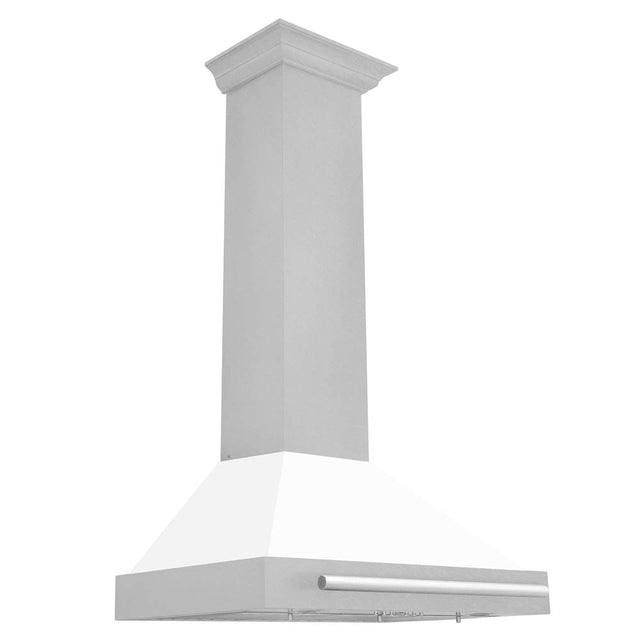 Z-Line - 30'' DuraSnow Stainless Steel Range Hood with White Matte Shell and Stainless Steel Handle - Stainless Steel