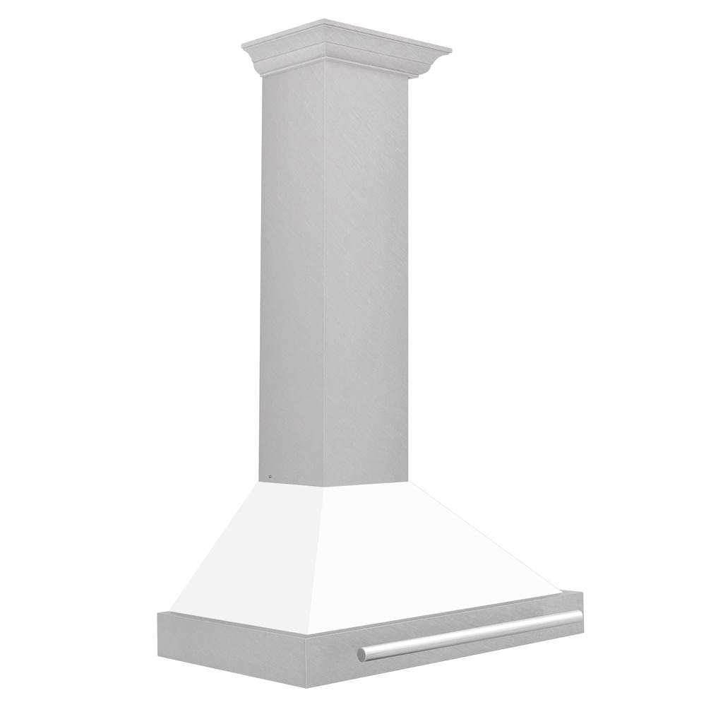30'' DuraSnow Stainless Steel Range Hood with White Matte Shell and Stainless Steel Handle