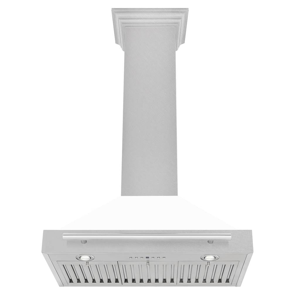 30'' DuraSnow Stainless Steel Range Hood with White Matte Shell and Stainless Steel Handle