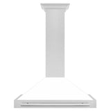 36'' DuraSnow Stainless Steel Range Hood with White Matte Shell and Stainless Steel Handle