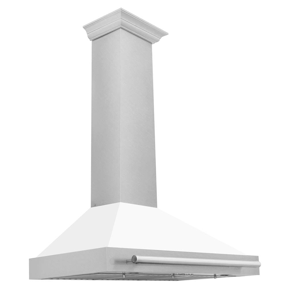 Z-Line - 36'' DuraSnow Stainless Steel Range Hood with White Matte Shell and Stainless Steel Handle - Stainless Steel