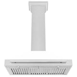 36'' DuraSnow Stainless Steel Range Hood with White Matte Shell and Stainless Steel Handle