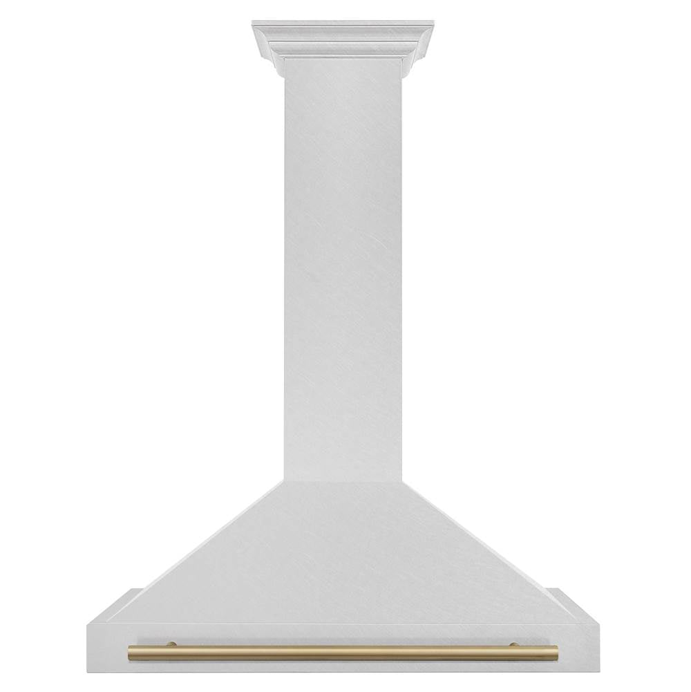 36'' Autograph Edition DuraSnow Stainless Steel Range Hood with DuraSnow Stainless Steel Shell and Champagne Bronze Handle