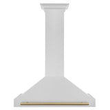 36'' Autograph Edition DuraSnow Stainless Steel Range Hood with DuraSnow Stainless Steel Shell and Champagne Bronze Handle