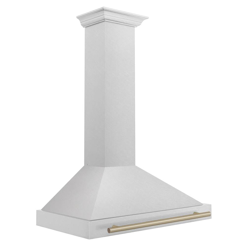 36'' Autograph Edition DuraSnow Stainless Steel Range Hood with DuraSnow Stainless Steel Shell and Champagne Bronze Handle