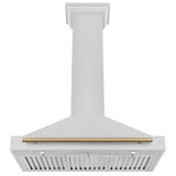 36'' Autograph Edition DuraSnow Stainless Steel Range Hood with DuraSnow Stainless Steel Shell and Champagne Bronze Handle