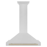 36'' Autograph Edition DuraSnow Stainless Steel Range Hood with DuraSnow Stainless Steel Shell and Champagne Bronze Handle