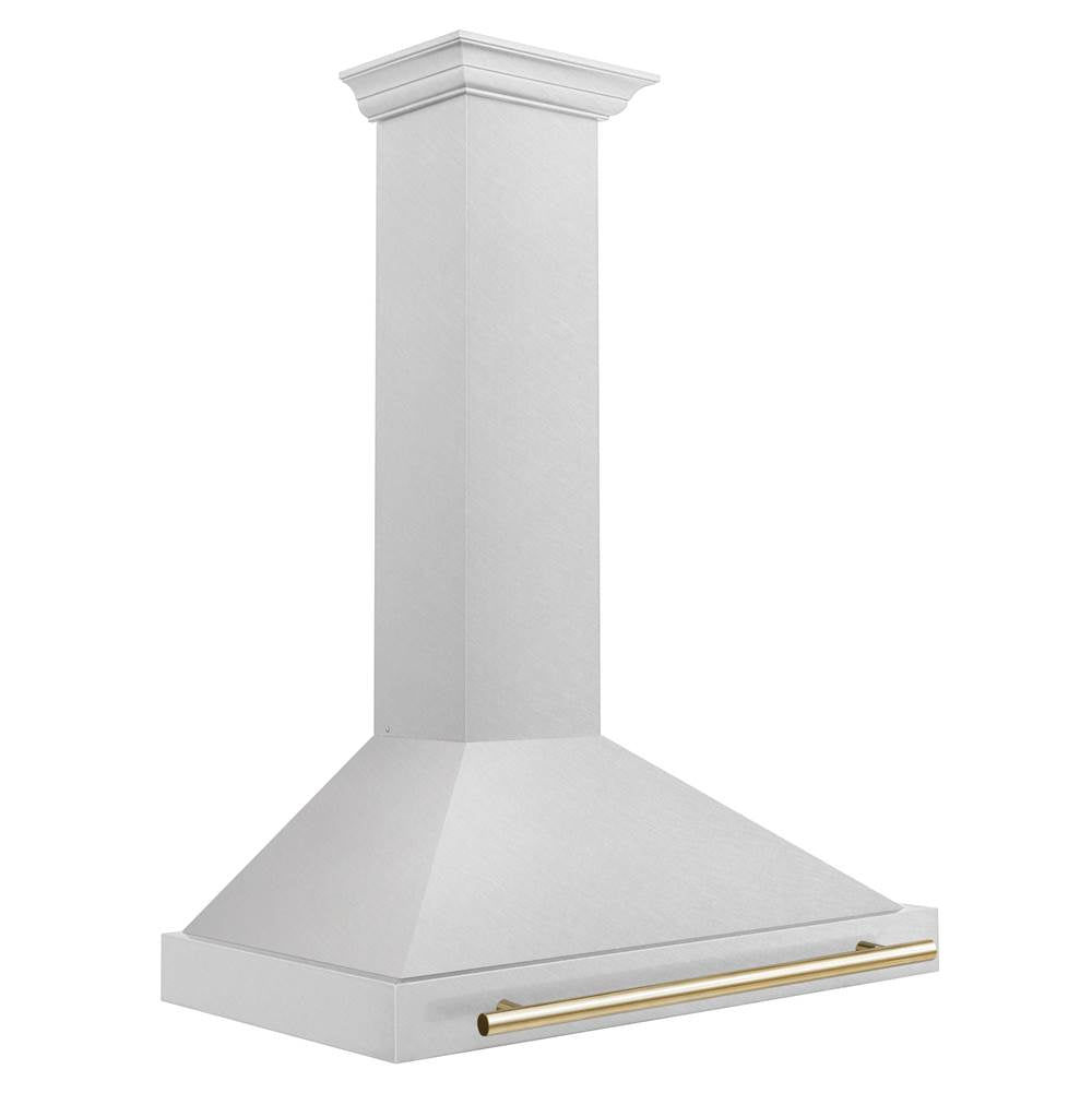 36'' Autograph Edition DuraSnow Stainless Steel Range Hood with DuraSnow Stainless Steel Shell and Champagne Bronze Handle